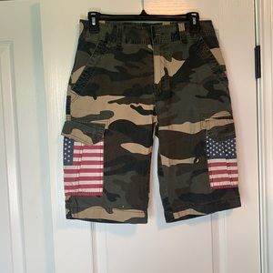 Carbon Camouflage with American Flag Shorts Men's